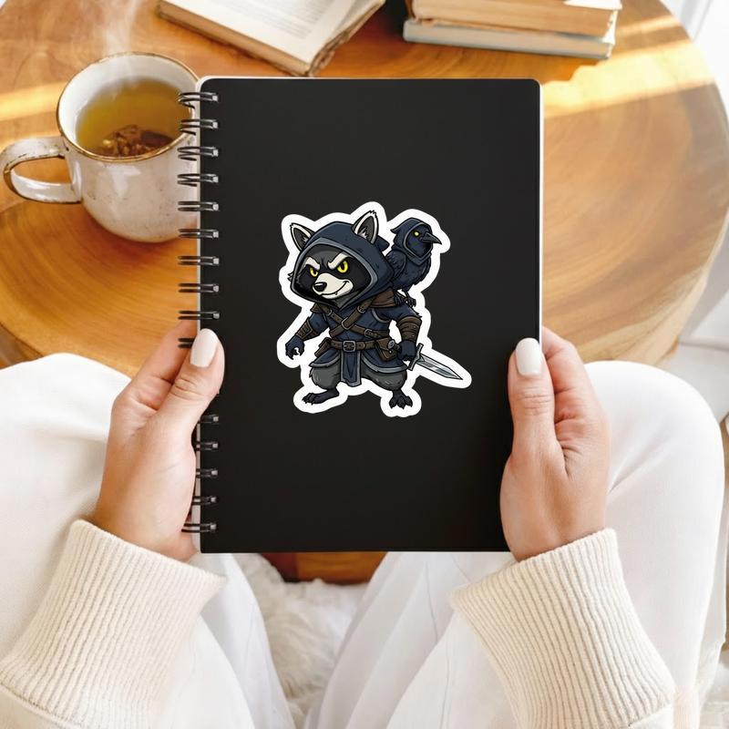 Raccoon DnD Rogue And Crow Sticker