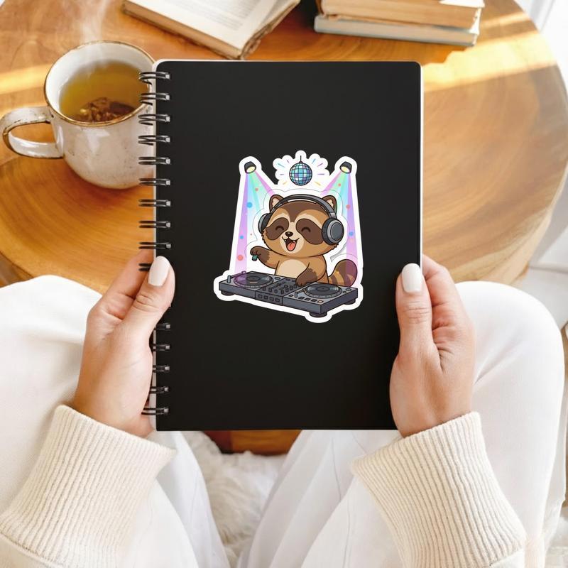 Raccoon Dog DJ Party Sticker