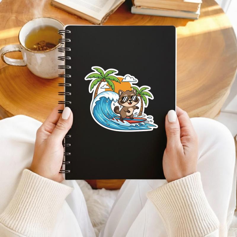 Raccoon Dog Surfer Sticker