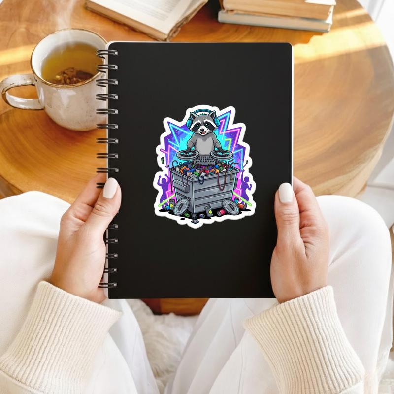 Raccoon Dumpster DJ Party Sticker Raccoon Dumpster DJ Party Sticker