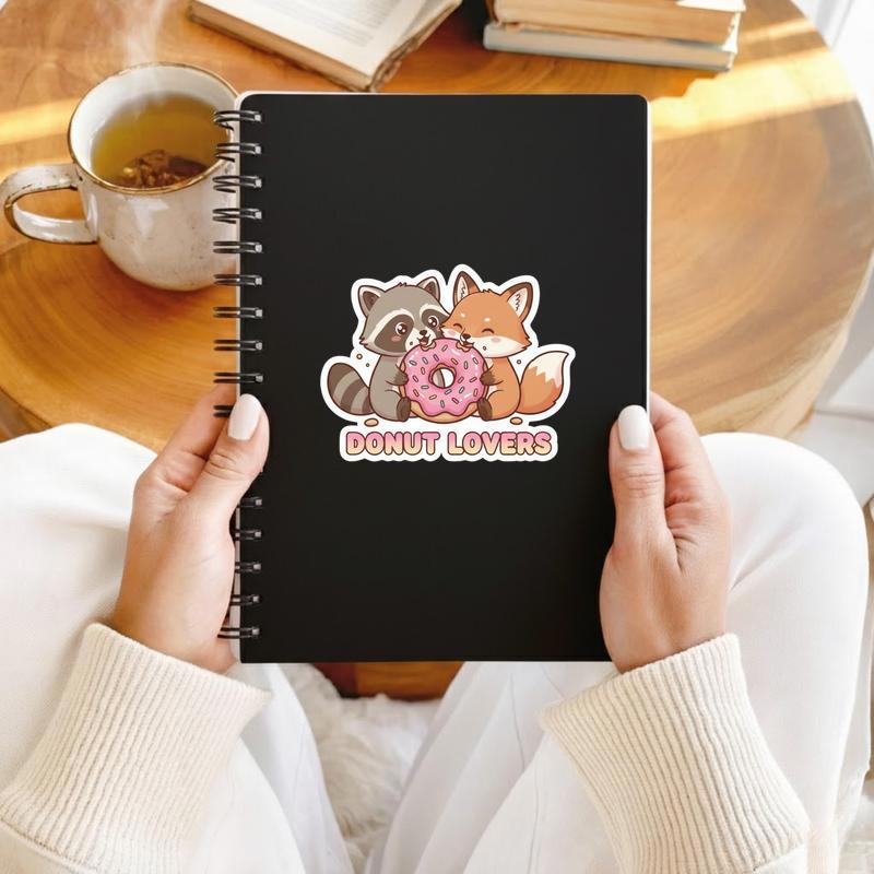 Raccoon Fox Donut Lovers Sticker