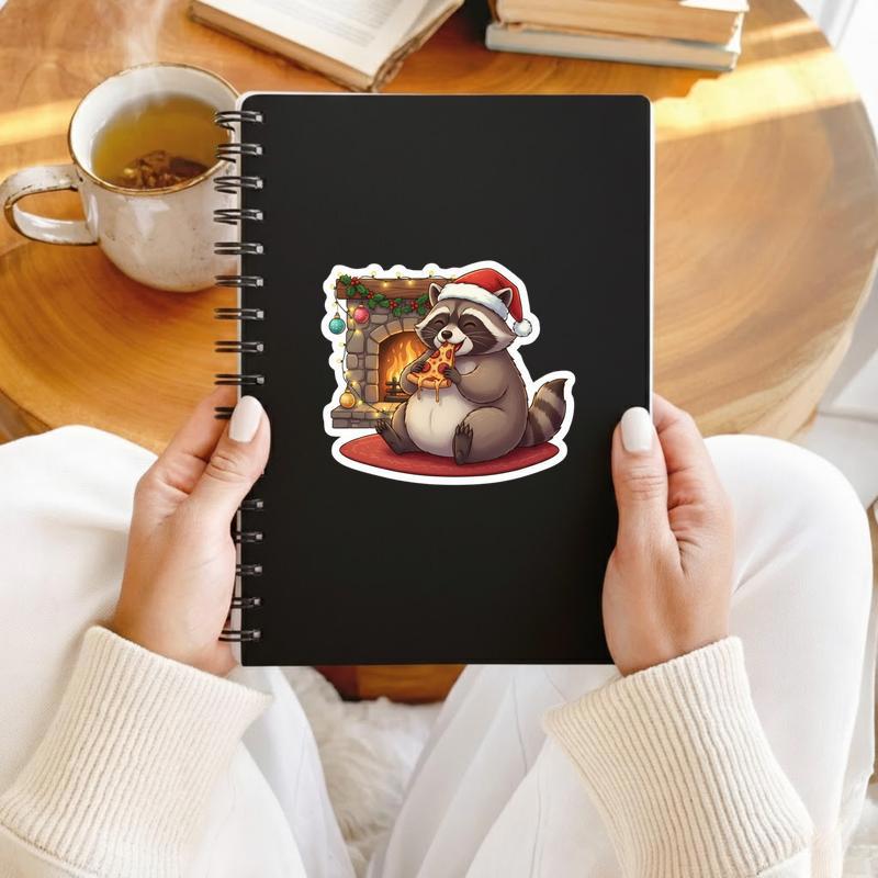 Raccoon Pizza Christmas Feast Meme Sticker Raccoon Pizza Christmas Feast Meme Sticker