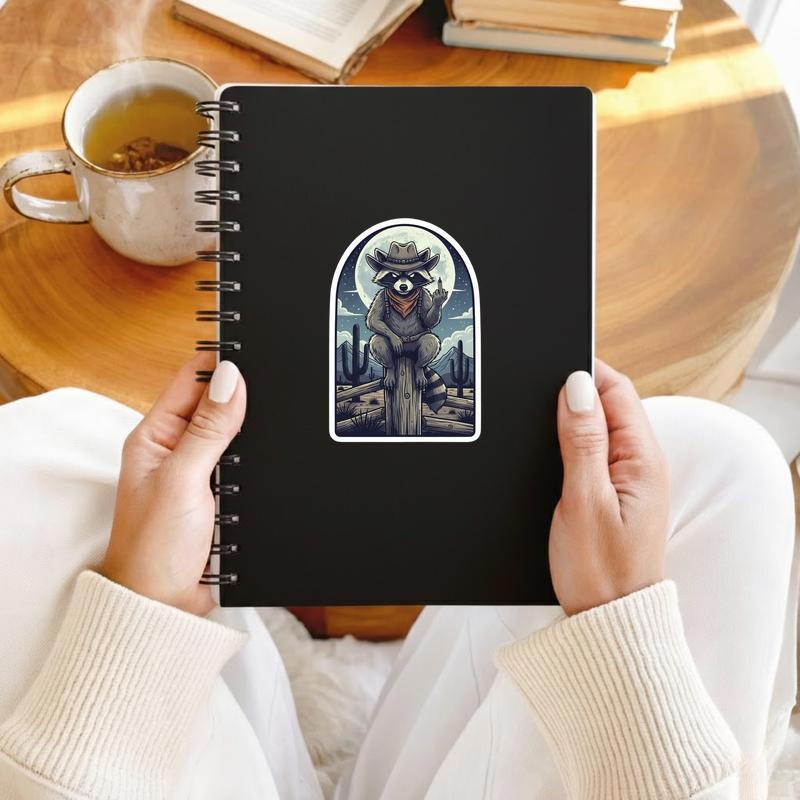 Retro Cute Raccoon Middle Finger Sticker