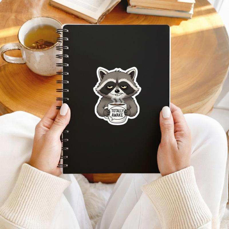 Sarcastic Raccoon Coffee First Sticker Sarcastic Raccoon Coffee First Sticker
