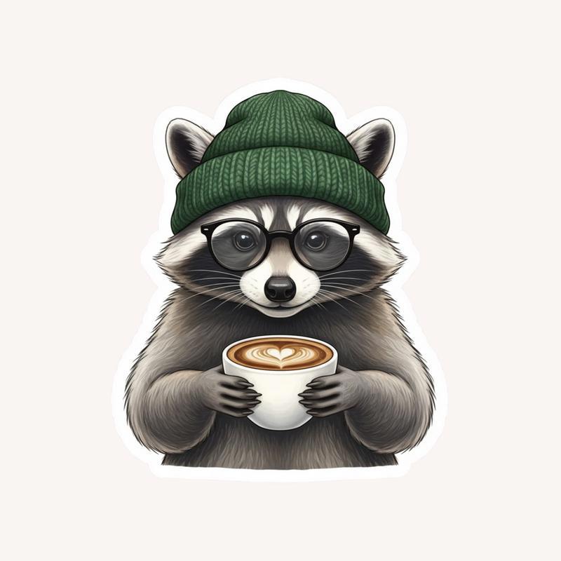 Break Time With Furry Raccoon Sticker - Raccsy