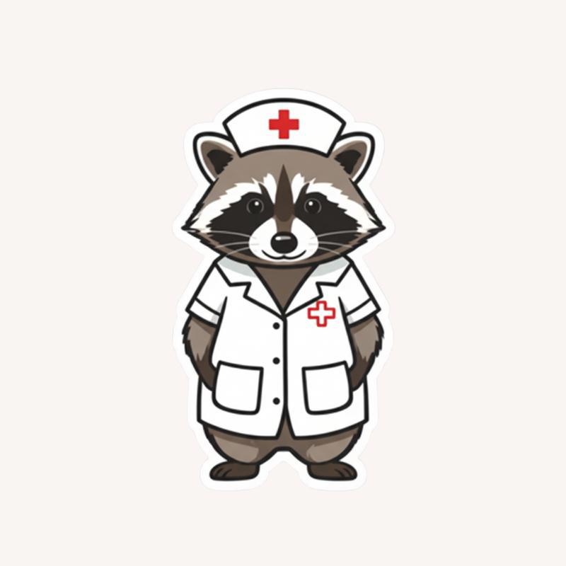 Chibi Nurse Raccoon Sticker - Raccsy