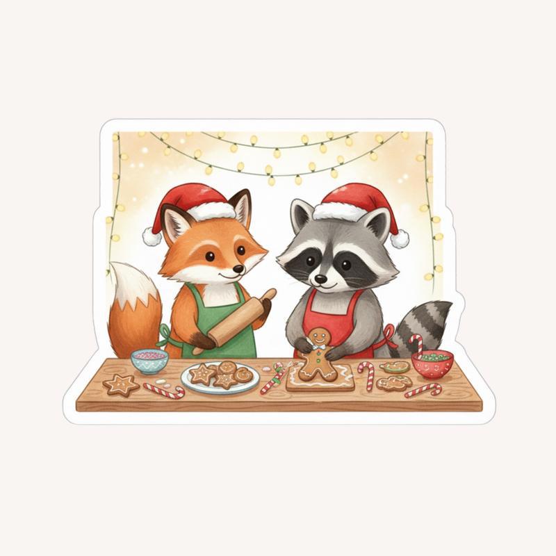 Christmas Cookies Raccoon Fox Sticker - Raccsy