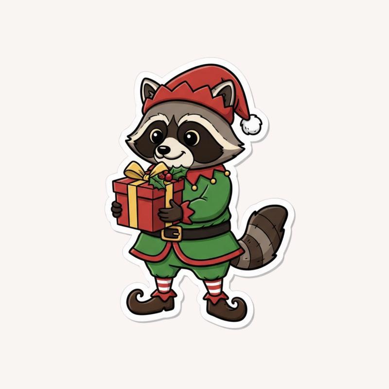 Christmas Pedro Raccoon Sticker - Raccsy