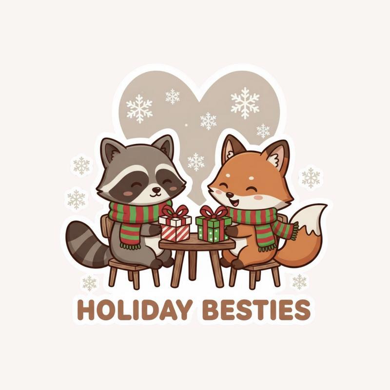 Christmas Raccoon Fox Gifts Sticker - Raccsy