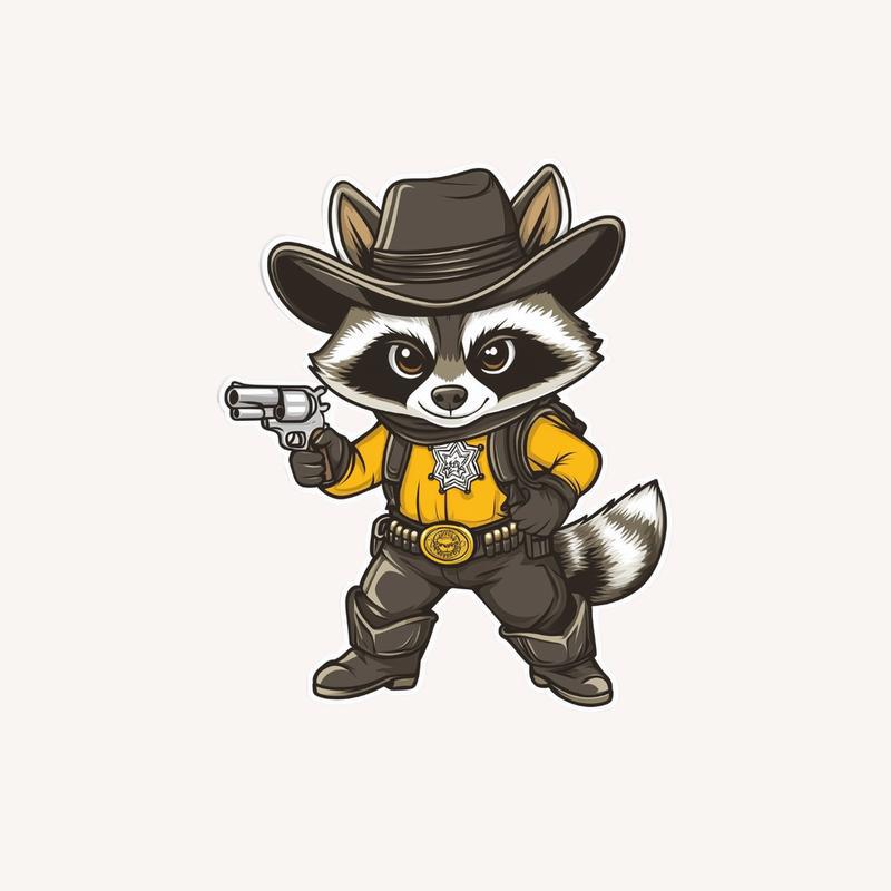 Cool Cowboy Raccoon Sticker - Raccsy