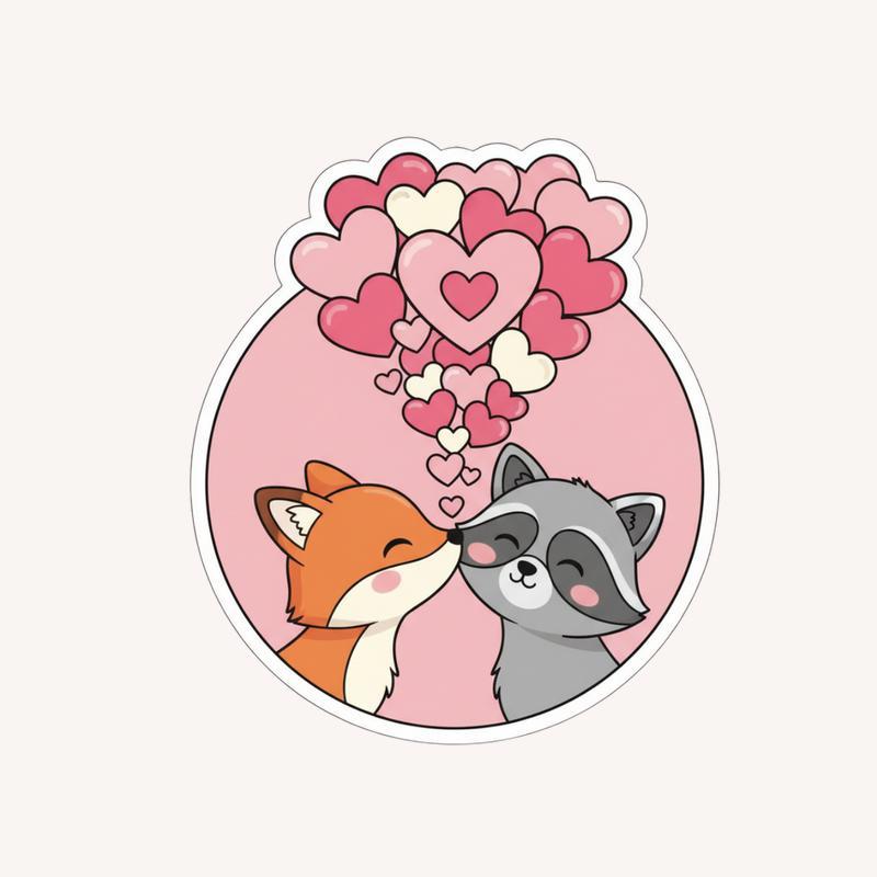 Couple Raccoon Fox Team Sticker - Raccsy UK