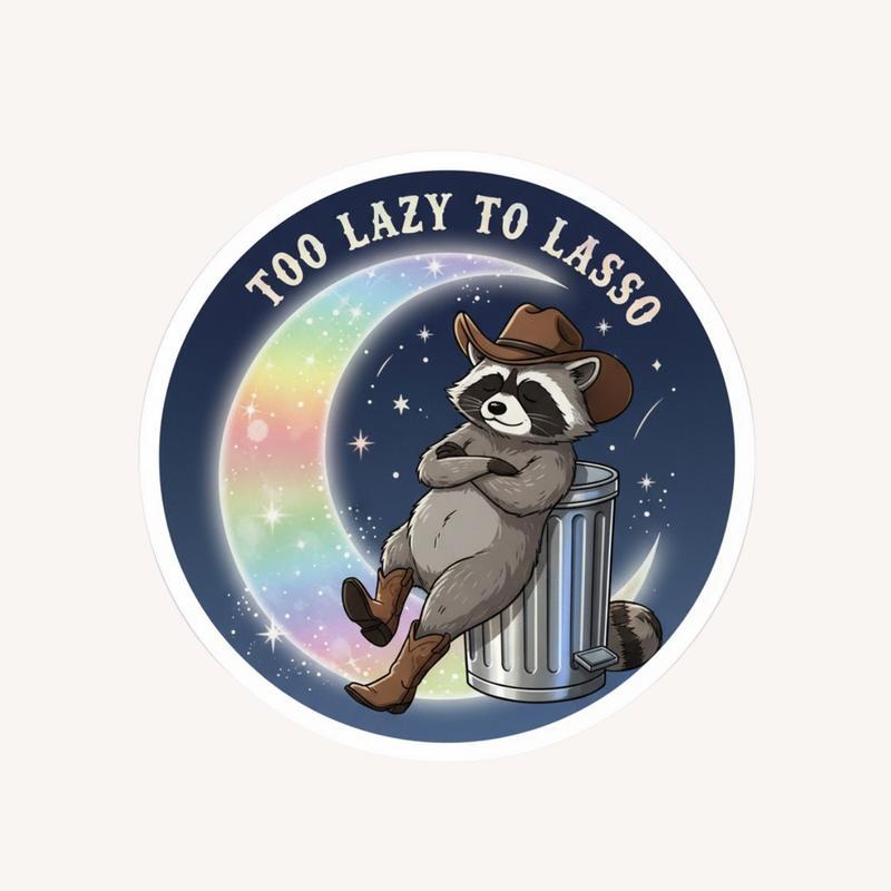 Cowboy Chill Raccoon Holographic Sticker - Raccsy