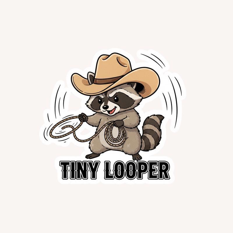 Cowboy Raccoon Lasso Spin Sticker - Raccsy