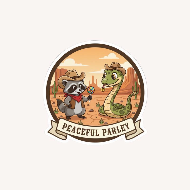Cowboy Raccoon Rattlesnake Duel Sticker - Raccsy