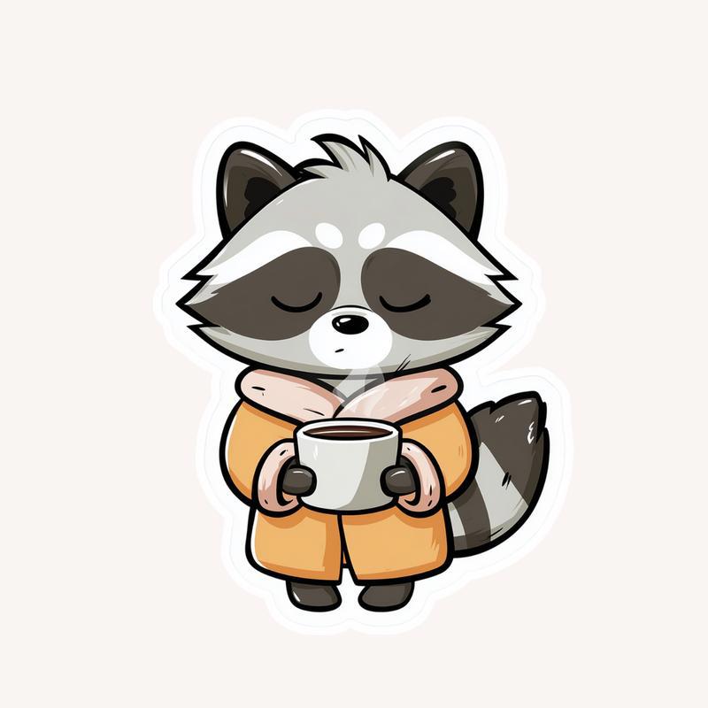 Cozy Furry Raccoon Sticker - Raccsy