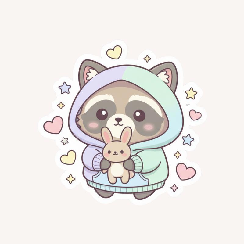 Cozy Hoodie Raccoon Dog Sticker - Raccsy