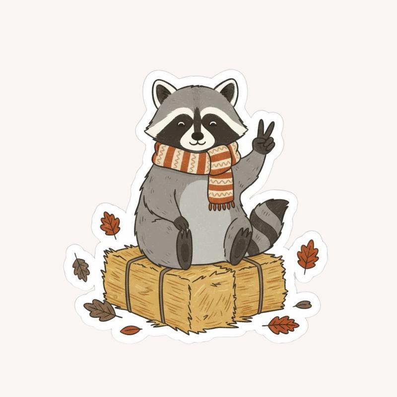 Cozy Raccoon Peace Sign Sticker - Raccsy