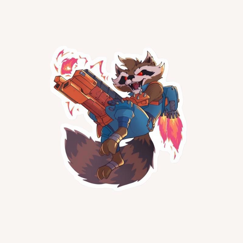Cute Chibi Rocket Raccoon Meme Sticker - Raccsy