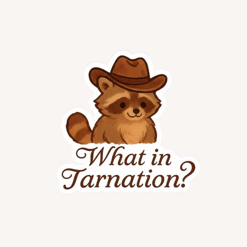 Cute Cowboy Raccoon, What In Tarnation Sticker - Raccsy