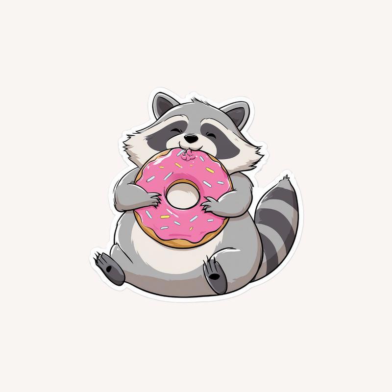 Donut Lover Fat Raccoon Sticker - Raccsy
