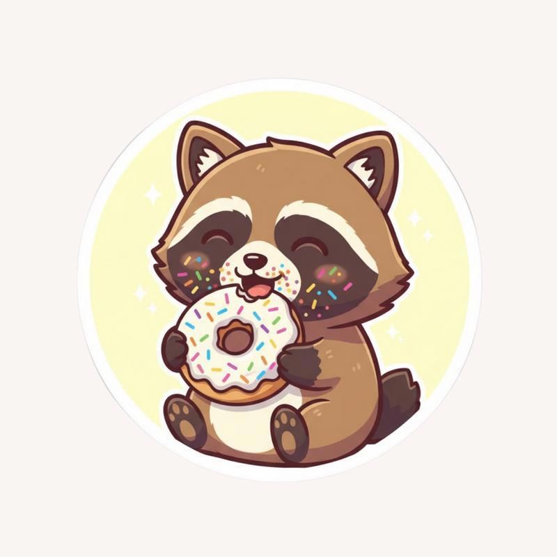 Donut Lover Raccoon Dog Sticker - Raccsy