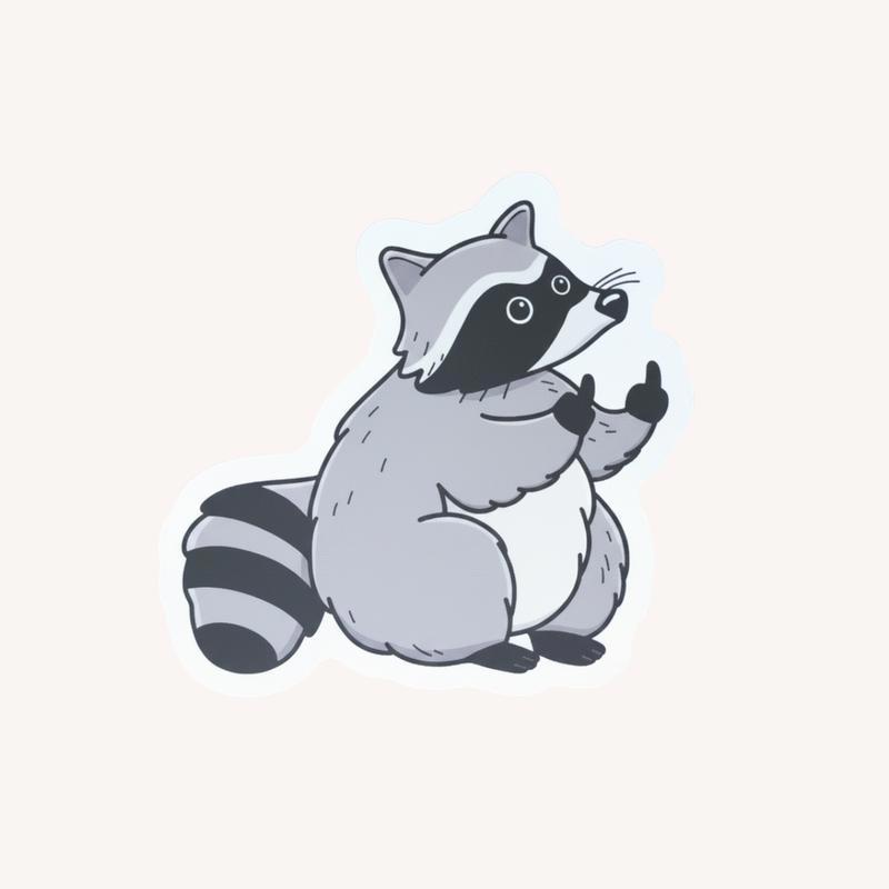 Fat Chubby Raccoon Middle Finger Funny Sticker - Raccsy