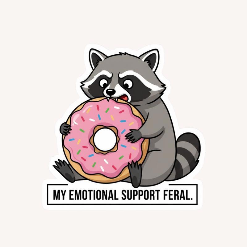 Supportive Racoon Baby Raccoon Emotional Support Water Sticker - Raccsy