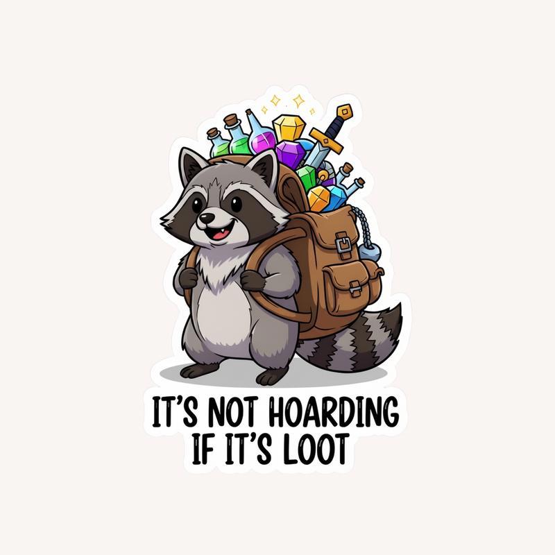 Funny Raccoon Dnd Sticker - Raccsy