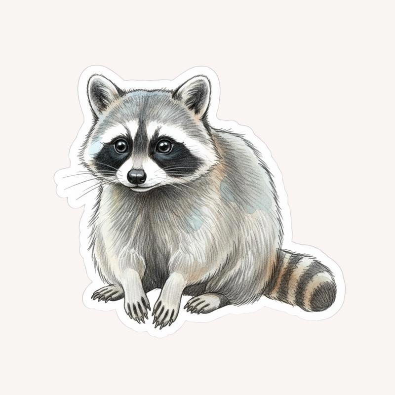 Furry Raccoon - Artistic Sketch Sticker