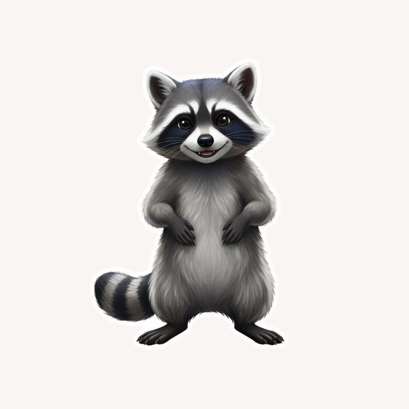 Furry Raccoon - Posing Confidently Sticker - Raccsy