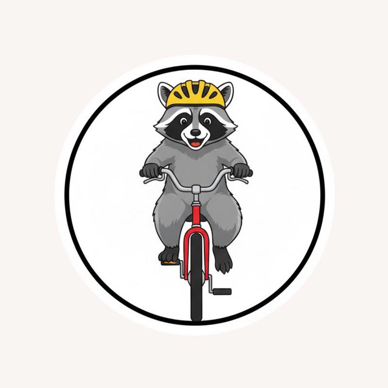 Furry Raccoon - Riding a Bicycle Active Lifestyle Sticker Furry Raccoon - Riding a Bicycle Active Lifestyle Sticker