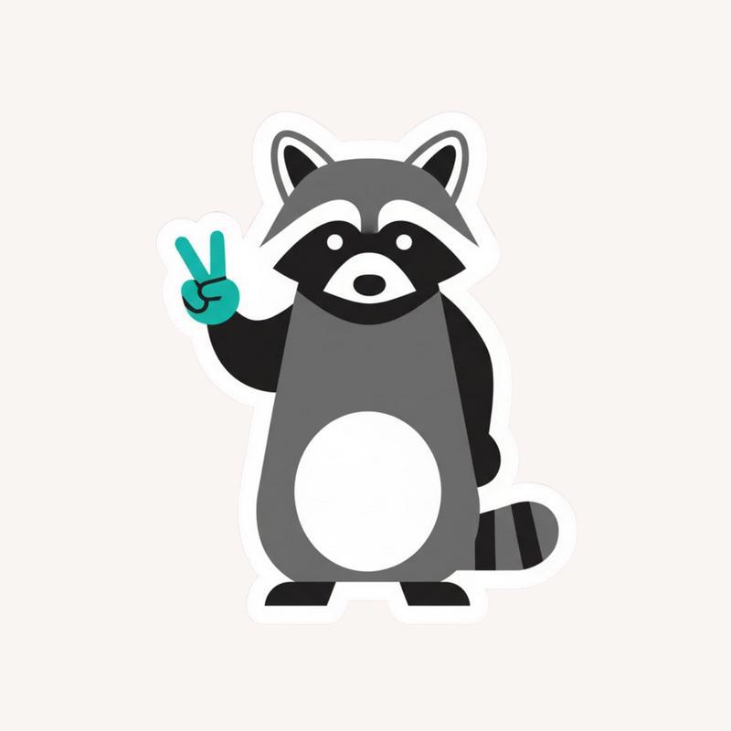 Geometric Raccoon Peace Sign Sticker - Raccsy