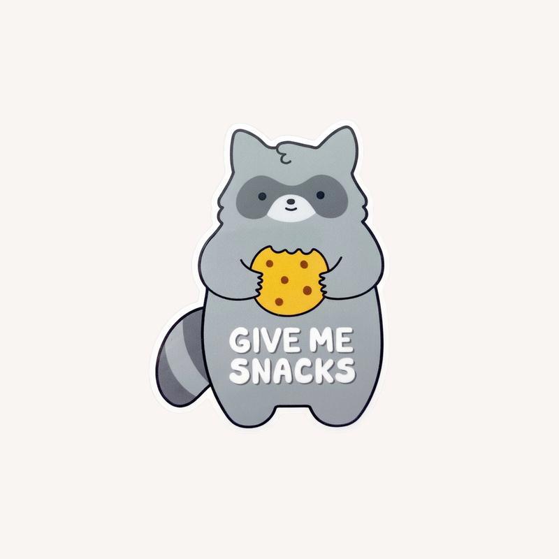 Give Me Snacks Baby Raccoon Sticker - Raccsy UK