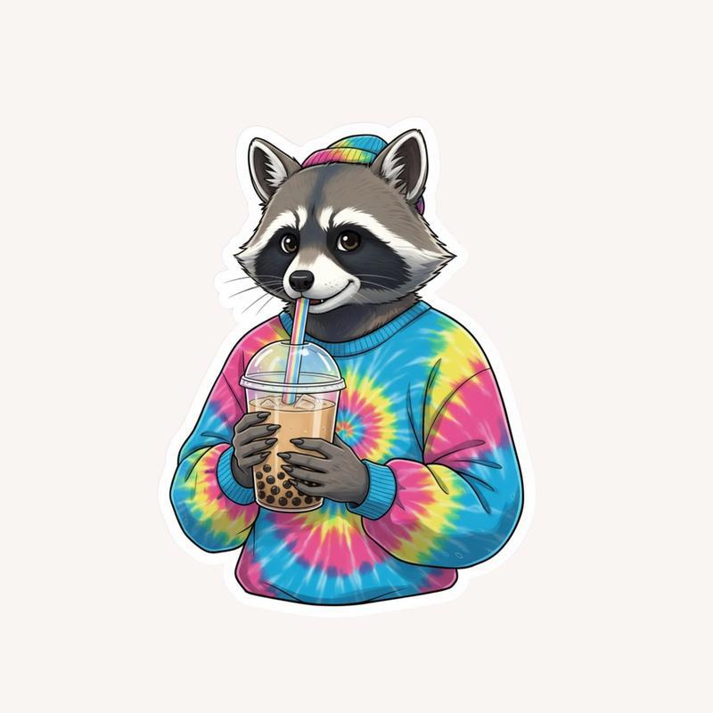 Hippy Furry Raccoon Sticker - Raccsy