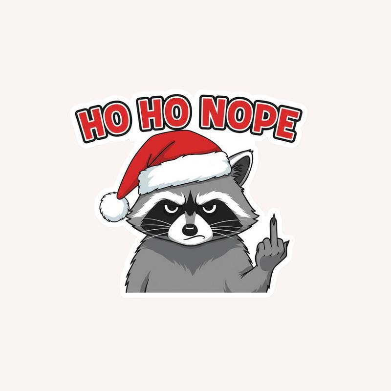 Ho Ho Nope Raccoon Middle Finger Sticker - Raccsy