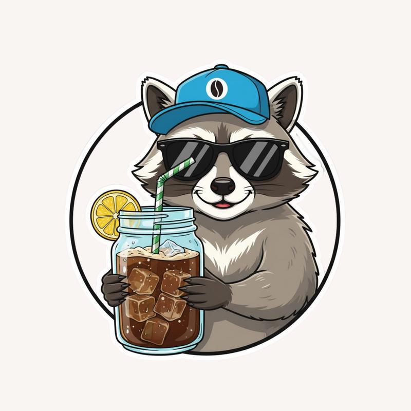 Iced Raccoon Coffee Sticker