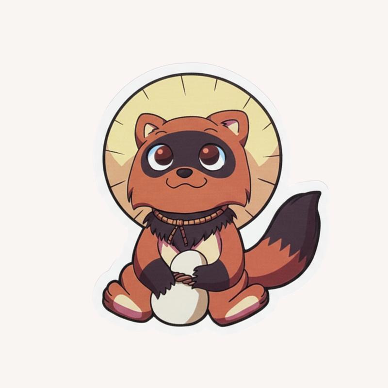 Kawaii Raccoon Dog Sticker - Raccsy
