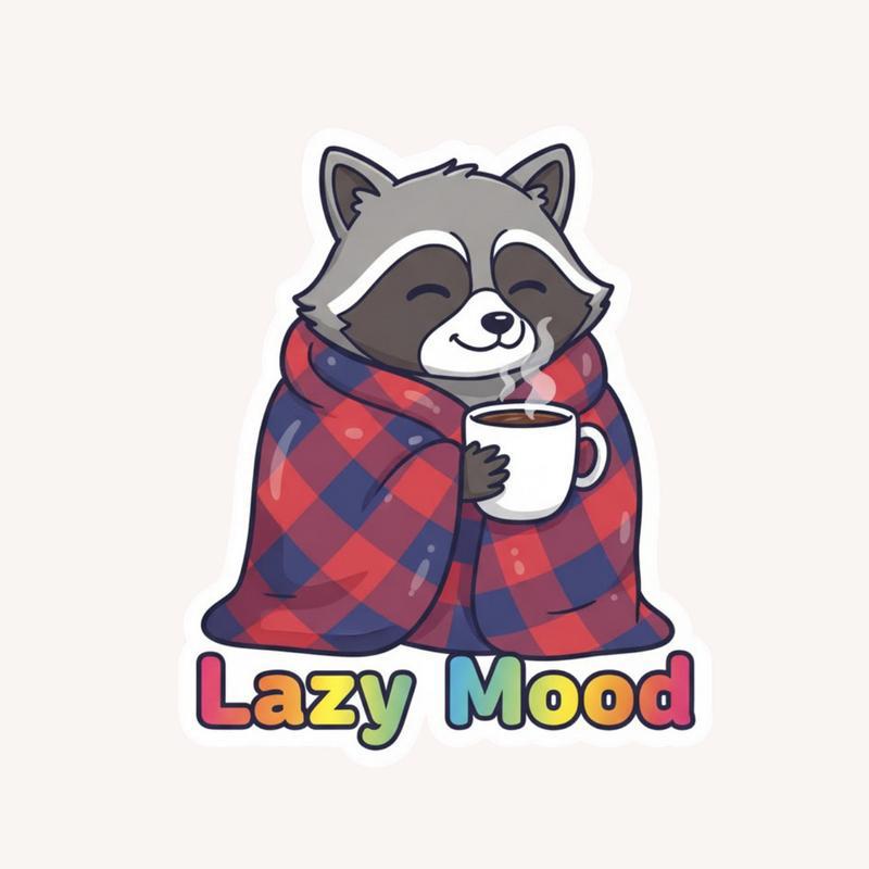 Lazy Mood Pedro Raccoon Sticker - Raccsy