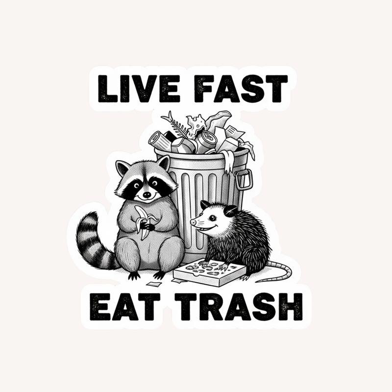 Live Trash, Eat Trash Raccoon And Possum Sticker - Raccsy