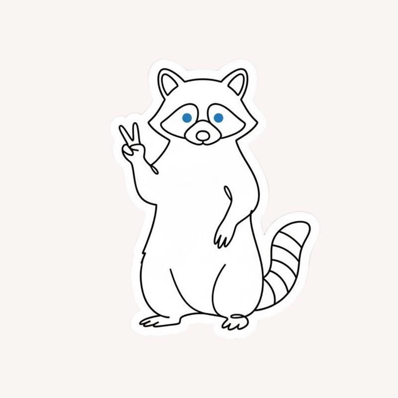 Minimalist Raccoon Peace Sign Sticker - Raccsy