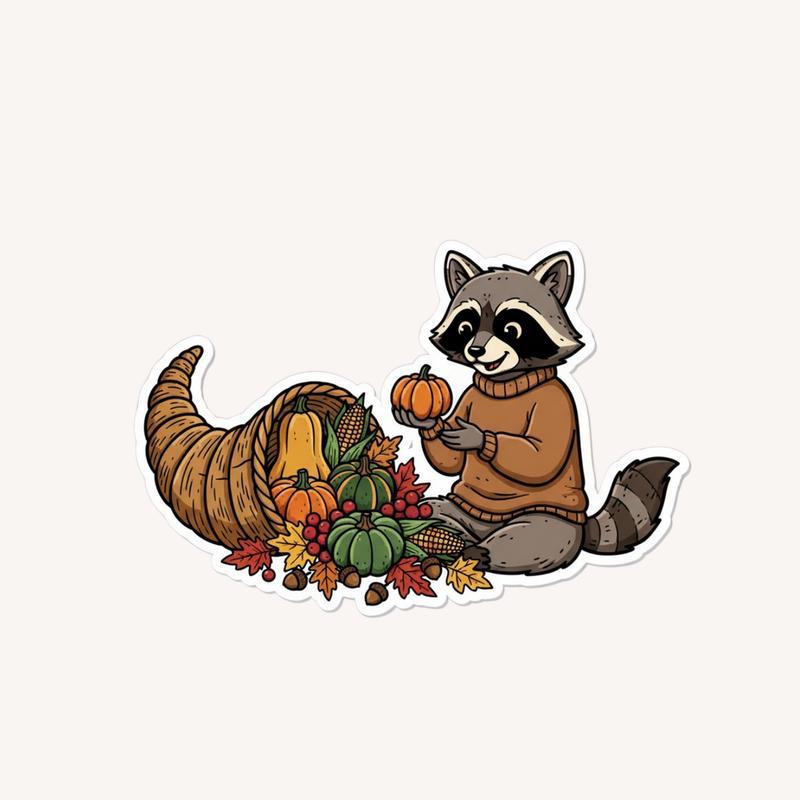 Pedro Raccoon Cornucopia Sticker - Raccsy