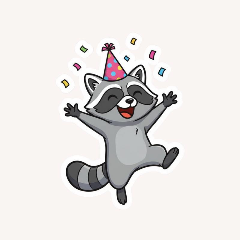 Pedro Raccoon Dancing Joyfully Sticker - Raccsy