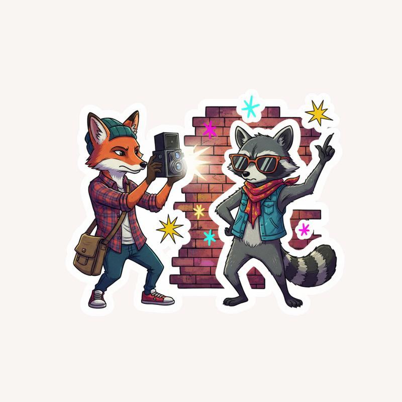 Photographer Raccoon Fox Sticker - Raccsy