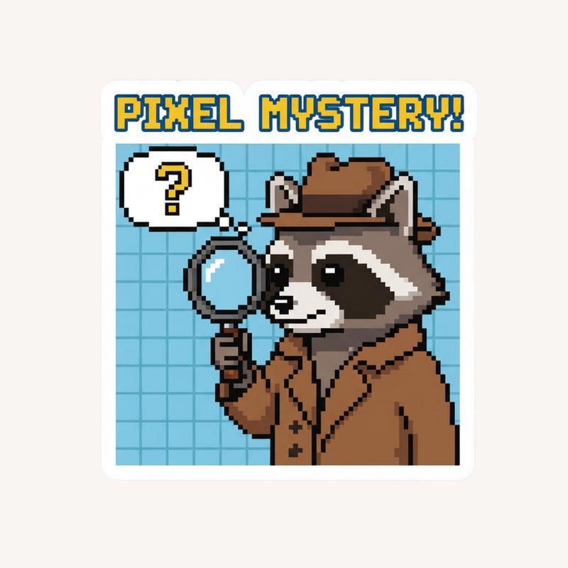 Pixelated Raccoon Detective Sticker