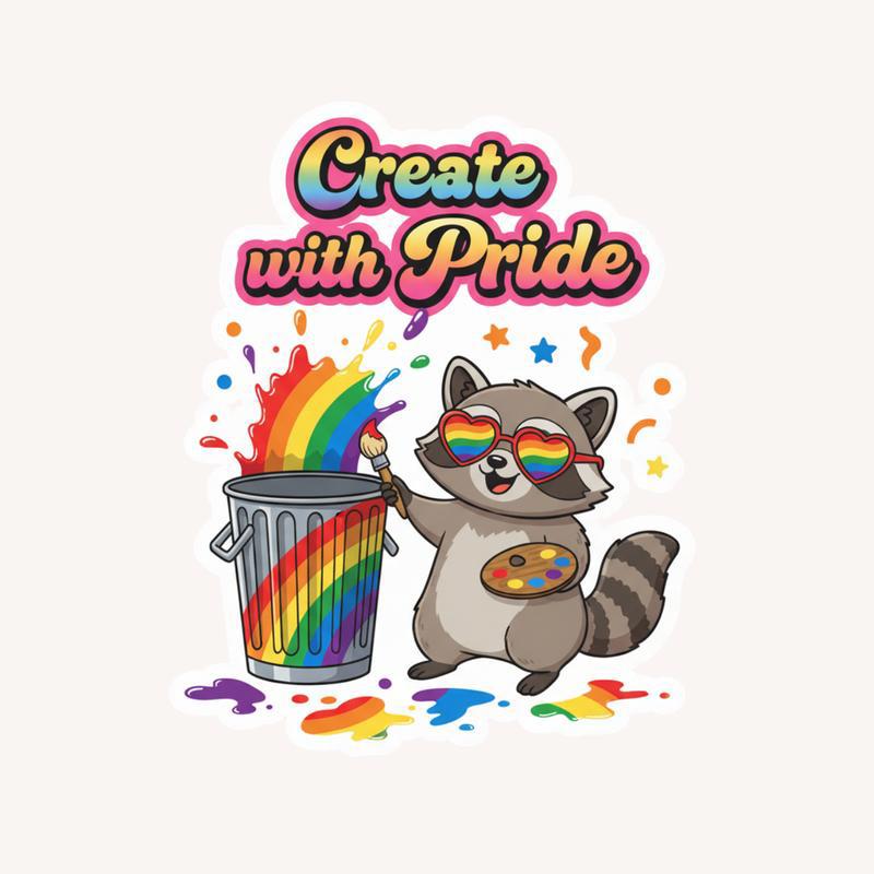 Pride Raccoon Artist Mode Sticker - Raccsy