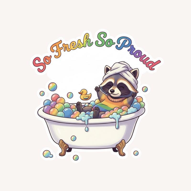 Pride Raccoon Bubble Bath Sticker - Raccsy