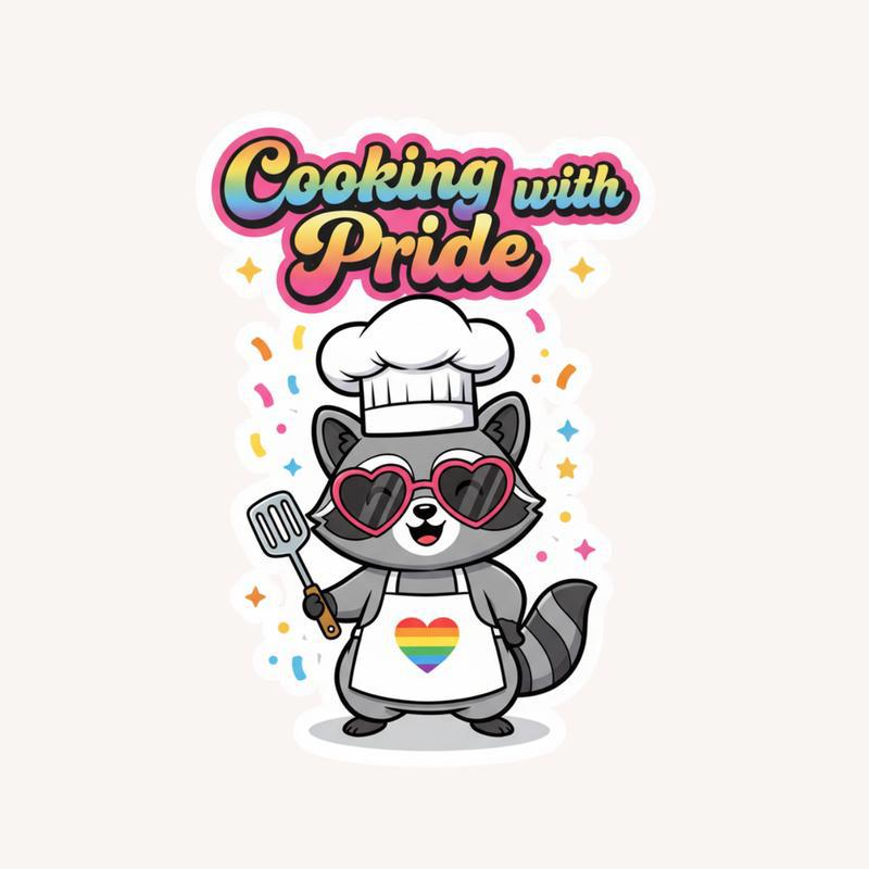 Pride Raccoon Chef Vibes Sticker - Raccsy