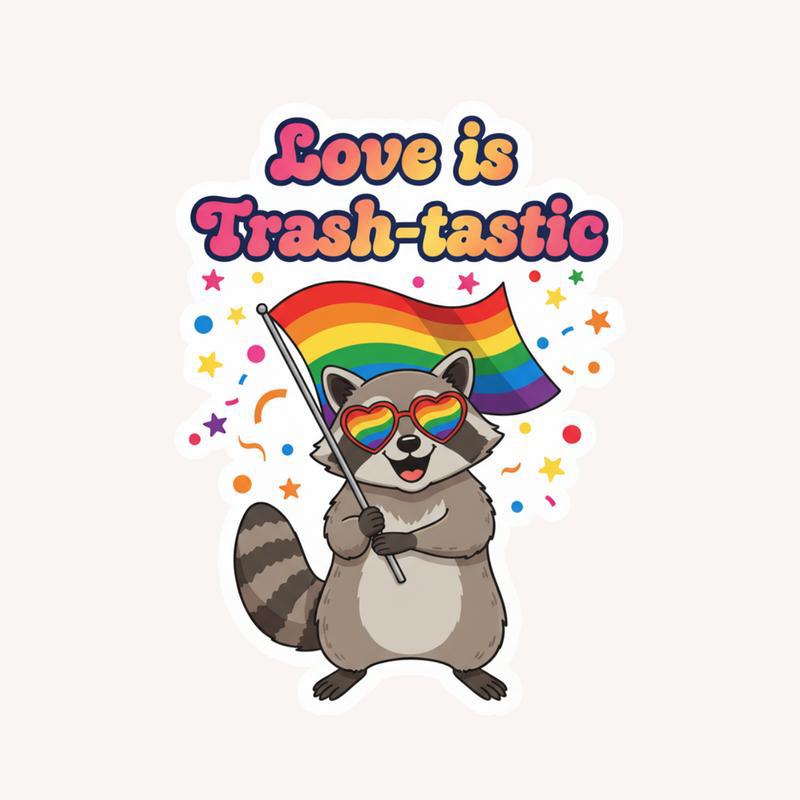 Pride Raccoon Rock Star Sticker - Raccsy