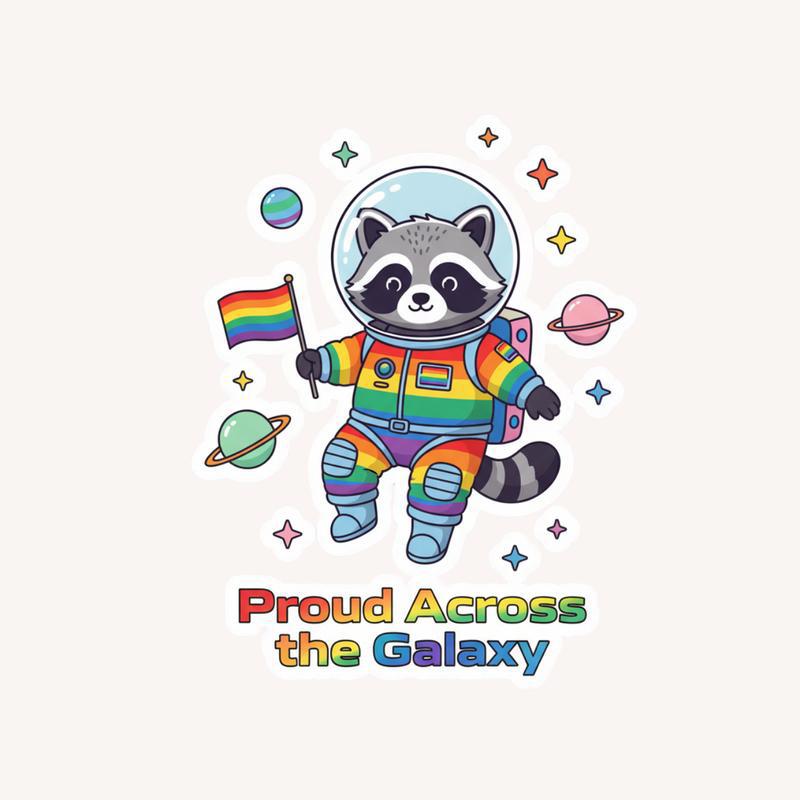 Pride Raccoon Space Explorer Sticker - Raccsy