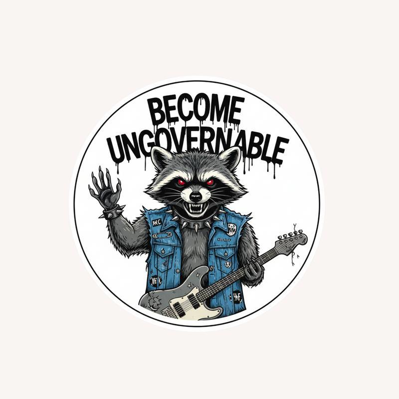 Punk Raccoon Become Ungovernable Meme Sticker - Raccsy